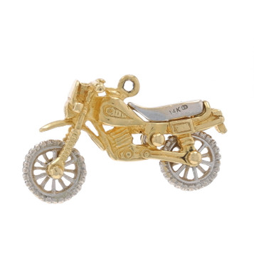 Yellow Gold Motorcycle Charm - 14k Wheels Move Yellow Gold Motorcycle Charm - 14k Wheels Move