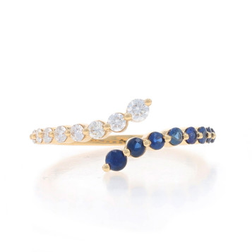 Yellow Gold Sapphire Diamond Bypass Band - 14k Round .56ctw Ring Yellow Gold Sapphire Diamond Bypass Band - 14k Round .56ctw Ring
