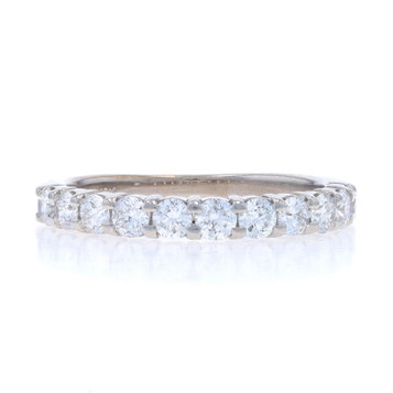 White Gold Diamond Wedding Band 18k Round .88ctw Stackable Ring