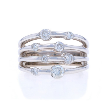 White Gold Diamond Cluster Cocktail Band - 14k Round Brilliant .70ctw Ring White Gold Diamond Cluster Cocktail Band - 14k Round Brilliant .70ctw Ring