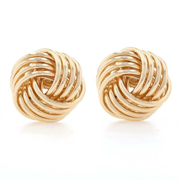 Yellow Gold Knot Large Stud Earrings - 14k Pierced Yellow Gold Knot Large Stud Earrings - 14k Pierced