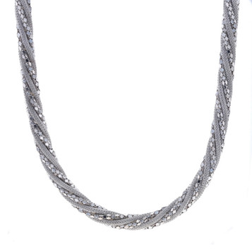 Sterling Silver Popcorn & Foxtail Twist Chain Necklace - 925 Sterling Silver Popcorn & Foxtail Twist Chain Necklace - 925