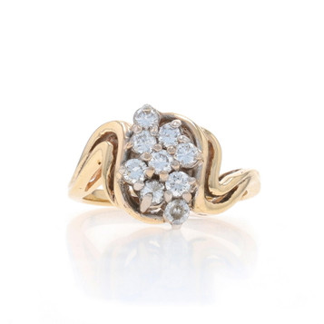 Yellow Gold Diamond Cluster Cocktail Bypass Ring - 14k Round Brilliant .50ctw Yellow Gold Diamond Cluster Cocktail Bypass Ring - 14k Round Brilliant .50ctw