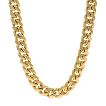 Yellow Gold Diamond Cut Curb Chain Men's Necklace 30 1/4" - 10k