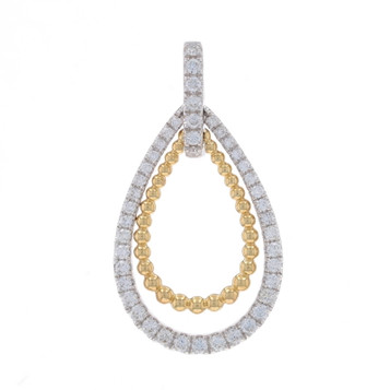 White Gold Diamond Halo Teardrop Pendant - 14k Round Brilliant .51ctw