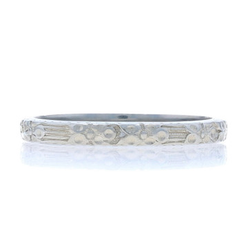 Belais Art Deco Floral Stripe Wedding Band - White Gold 18k SZ 5 Ring Belais Art Deco Floral Stripe Wedding Band - White Gold 18k SZ 5 Ring