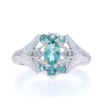 White Gold Alexandrite Diamond Cluster Cocktail Ring - 14k Oval .70ctw White Gold Alexandrite Diamond Cluster Cocktail Ring - 14k Oval .70ctw