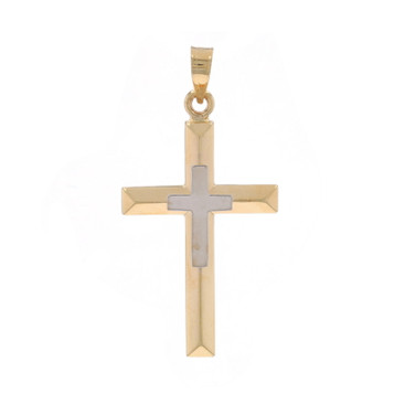 Yellow Gold Cross Duo Pendant - 14k Faith Yellow Gold Cross Duo Pendant - 14k Faith