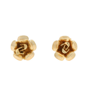 Yellow Gold Flower Stud Earrings - 14k Blossoms Pierced Yellow Gold Flower Stud Earrings - 14k Blossoms Pierced