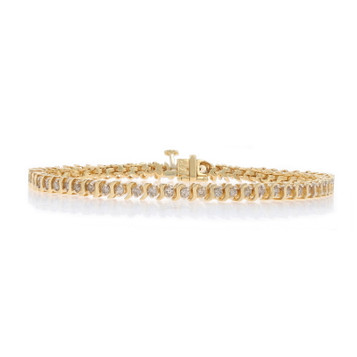 Yellow Gold Diamond Tennis Bracelet 7" - 14k Round Brilliant 1.80ctw