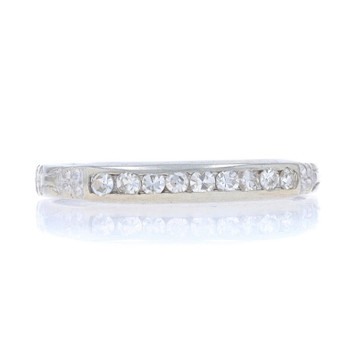 White Gold Diamond Art Deco Wedding Band - 18k Single .18ctw Ring SZ 5 3/4 White Gold Diamond Art Deco Wedding Band - 18k Single .18ctw Ring SZ 5 3/4