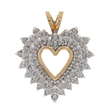 Yellow Gold Diamond Heart Pendant - 14k Round Brilliant .50ctw Love Wreath Yellow Gold Diamond Heart Pendant - 14k Round Brilliant .50ctw Love Wreath