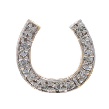 Yellow Gold Diamond Horseshoe Pendant - 14k Round Brilliant .22ctw Good Luck Yellow Gold Diamond Horseshoe Pendant - 14k Round Brilliant .22ctw Good Luck