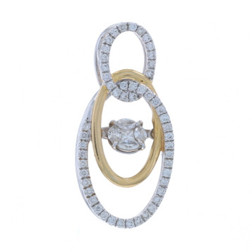 White Gold Dancing Diamond Pendant - 14k Round Marquise and Princess .50ctw