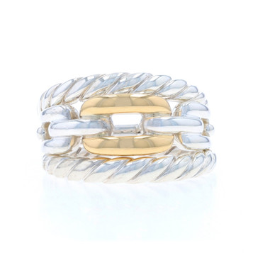 David Yurman Wellesley Chain Link Statement Band - 925 18k SZ 7 Ring David Yurman Wellesley Chain Link Statement Band - 925 18k SZ 7 Ring