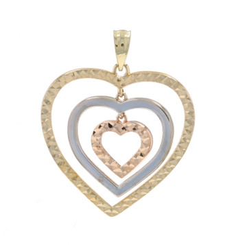 Yellow Gold Concentric Hearts Pendant - 10k Love Yellow Gold Concentric Hearts Pendant - 10k Love