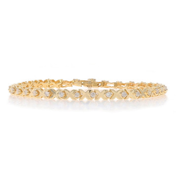 Yellow Gold Diamond X Link Bracelet 7" - 14k Round Brilliant 1.00ctw Yellow Gold Diamond X Link Bracelet 7" - 14k Round Brilliant 1.00ctw