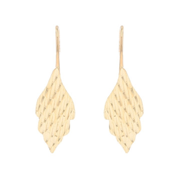 Yellow Gold Woven Leaves Drop Earrings - 14k Pierced