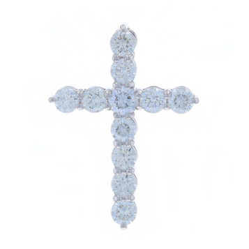 White Gold Diamond Cross Pendant 14k Round Brilliant .83ctw Faith White Gold Diamond Cross Pendant 14k Round Brilliant .83ctw Faith