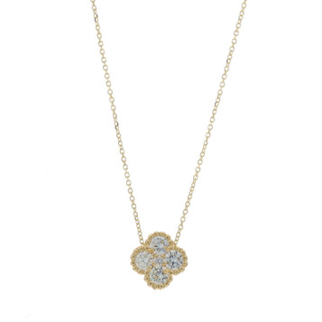 Yellow Gold Diamond Quatrefoil Pendant Necklace 18" 14k Round Brilliant .80ctw Yellow Gold Diamond Quatrefoil Pendant Necklace 18" 14k Round Brilliant .80ctw