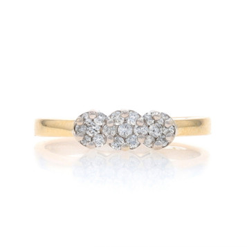 Yellow Gold Diamond Cluster Ring 14k Round Brilliant .25ctw Three-Stone Yellow Gold Diamond Cluster Ring 14k Round Brilliant .25ctw Three-Stone