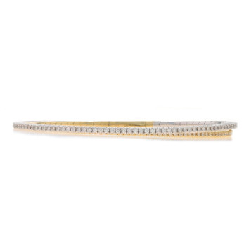 Yellow Gold Diamond Flex Bangle Crossover Bracelet 8" 14k Round 1.32ctw