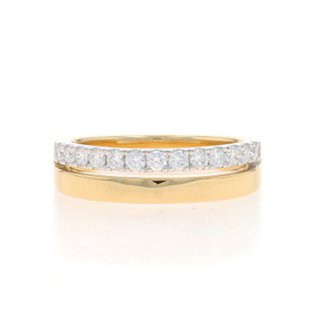 Yellow Gold Diamond Wedding Band 14k Round Brilliant .38ctw Stacked Ring