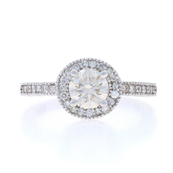 White Gold Diamond Engagement Ring 14k Round Brilliant 1.50ctw Hidden Halo