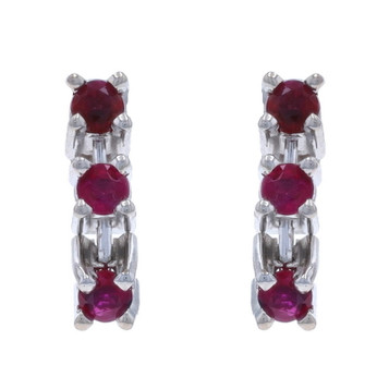 White Gold Ruby Journey Drop Earrings 14k Round .48ctw Pierced