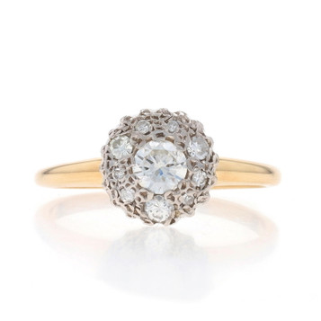 Yellow Gold Diamond Vintage Engagement Ring 14k Round Brilliant .51ctw Halo