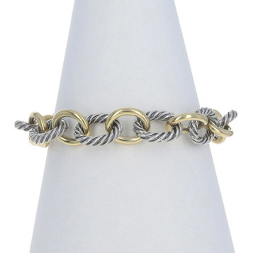 David Yurman Cable Oval Link Bracelet 7" Sterling Silver 925 Yellow Gold 18k David Yurman Cable Oval Link Bracelet 7" Sterling Silver 925 Yellow Gold 18k