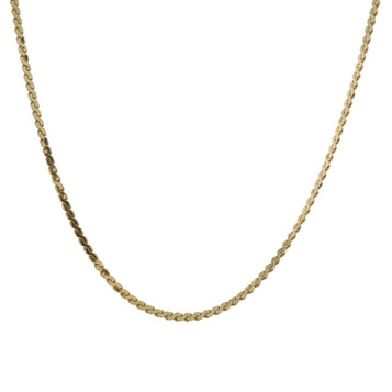 Yellow Gold Serpentine Chain Necklace 15" 14k