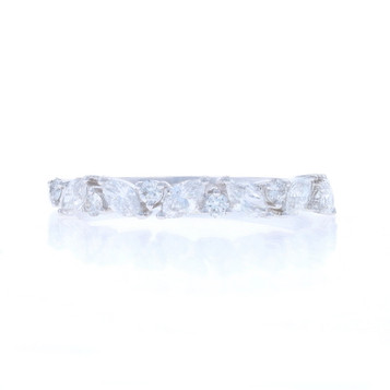 White Gold Diamond Wedding Band 14k Marquise .50ctw Stackable Ring