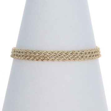 Yellow Gold Diamond Cut Rope Three Strand Chain Bracelet 7 3/4" 7 1/2" 14k