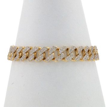 Yellow Gold Diamond Cuban Link Chain Men's Bracelet 7 1/2" 10k Round 8.75ctw Yellow Gold Diamond Cuban Link Chain Men's Bracelet 7 1/2" 10k Round 8.75ctw