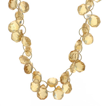 Yellow Gold Citrine Cable Beaded Chain Necklace 16 1/2" 18k Briolette