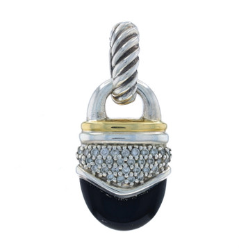 David Yurman Acorn Onyx Diamond Enhancer Pendant Sterling Silver 925 18k .32ctw