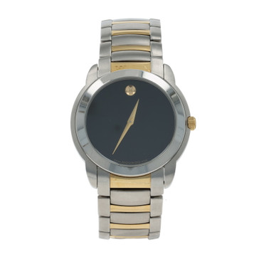 Movado Museum Mens Watch 7" Stainless Steel Yellow Gold Plated Quartz 81.G2.1852