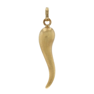 Yellow Gold Italian Horn Unisex Pendant 18k Good Luck Charm
