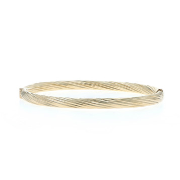 Yellow Gold Rope Twist Bangle Bracelet 6 3/4" 14k