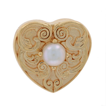 Daffer Pearl Vintage Heart Scrollwork Slide Charm Yellow Gold 14k Love Daffer Pearl Vintage Heart Scrollwork Slide Charm Yellow Gold 14k Love