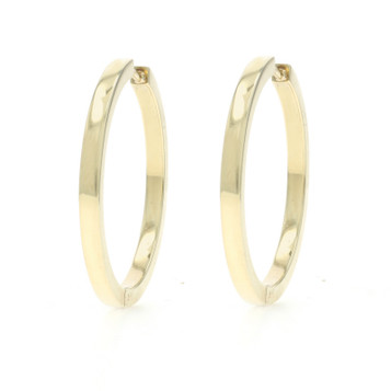 Yellow Gold Squared Edge Hoop Earrings 14k Minimalist Pierced