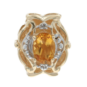 Yellow Gold Citrine Diamond slide charm Slide Charm 14k Oval 2.85ctw Yellow Gold Citrine Diamond slide charm Slide Charm 14k Oval 2.85ctw