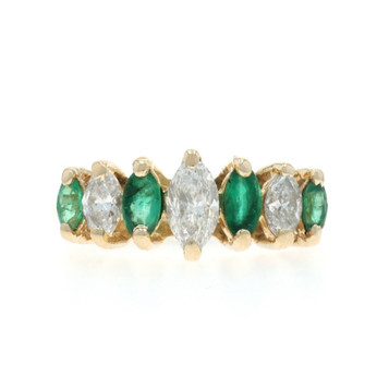 Yellow Gold Diamond Emerald Ring 14k Marquise 1.20 Yellow Gold Diamond Emerald Ring 14k Marquise 1.20