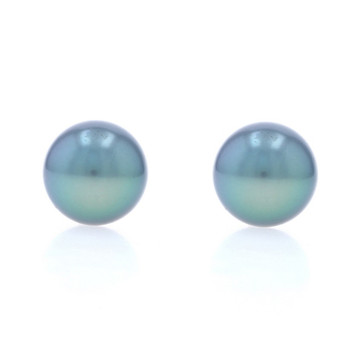 White Gold Cultured Tahitian Pearl Large Stud Earrings - 14k Pierced V3426