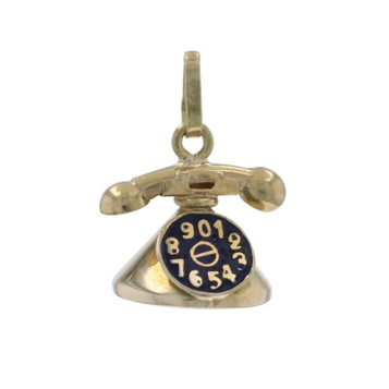 Yellow Gold Rotary Telephone Charm 14k Communication