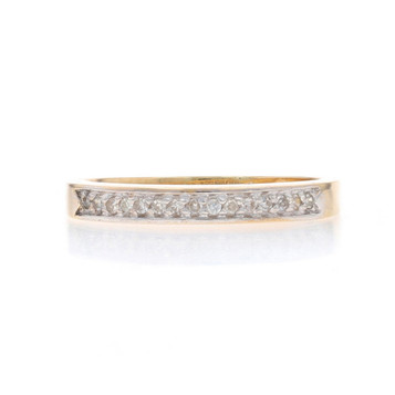 Yellow Gold Diamond Wedding Band - 14k Single Cut .10ctw Ring V3404