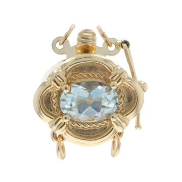 Yellow Gold Aquamarine Solitaire Slide Charm Clasp 14k Oval .75ct Findings Yellow Gold Aquamarine Solitaire Slide Charm Clasp 14k Oval .75ct Findings