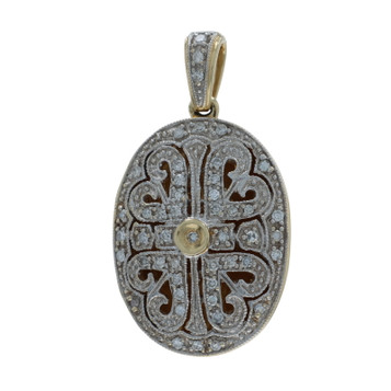 Yellow Gold Diamond Hearts Locket Pendant 14k Single .25ctw Love One Frame