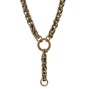 Yellow Gold Victorian Fancy Wheat Chain Lariat Necklace 18 1/4" 12k Antique Yellow Gold Victorian Fancy Wheat Chain Lariat Necklace 18 1/4" 12k Antique